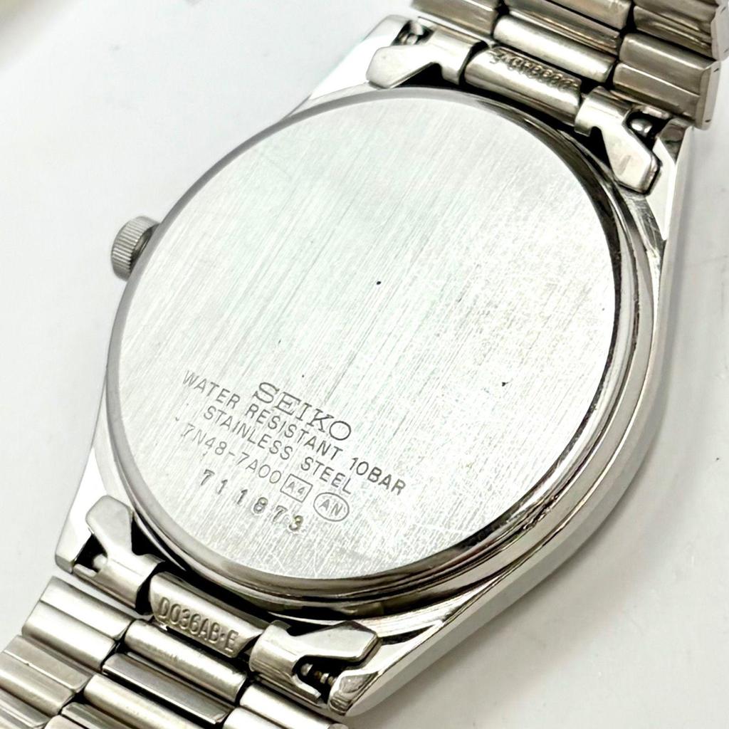 Used [New Battery] SEIKO SPIRIT Men's Watch Silver Day-Date 7N48-7A00 711873