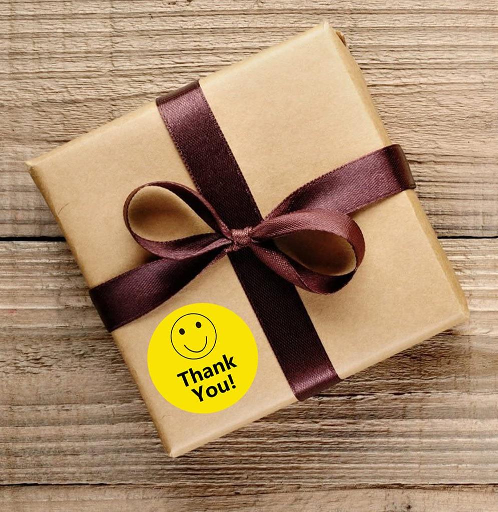 Smile Thank You Stickers,Yellow Smiley Face Thank You Stickers ,Happy Face Mailing Labels 500pcs Round Circle Adhesive Stickers