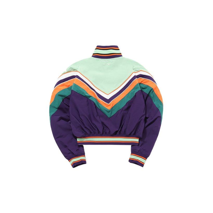 Li Ning CF Su Series Logo Print Color Block Woven Stand воротник куртка Женская куртка Deep-Teal AJDQ476-2