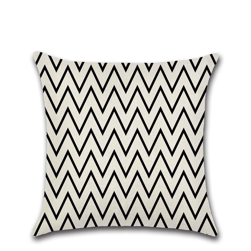 Elegant Black White Geometric Waves Cushion Cover For Home Bed Decoration