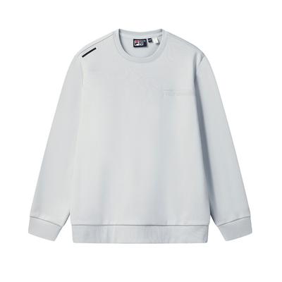Fila Белый Модный Простой Классический Текстурный Повседневный Универсальный Флис Теплый Пуловер Свитшот с Круглым Вырезом Мужской свитшот Серый F11M543212FGY