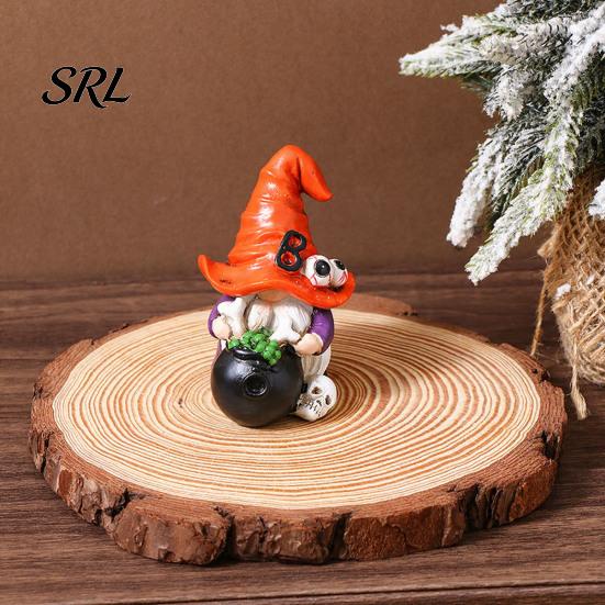 Outdoor Gnome Decoration Halloween Witch Hat Figurine, Mini Wizard Resin Dwarf Sculpture Statue, Ornament for Indoor Holiday Decor Spooky Party