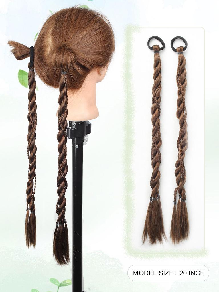 2pcs Fashion Braid Head Rope Wig Playful Girls Handmade Fishbone Twist Braids High Ponytail Hair Accessories for Woman Daily Use
