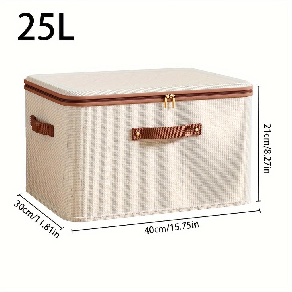 Linen Large Box Capacity Storage With Lid Scratch Resistant Foldable For Clothing Blankets Toys Books Portable Country Style Organizer