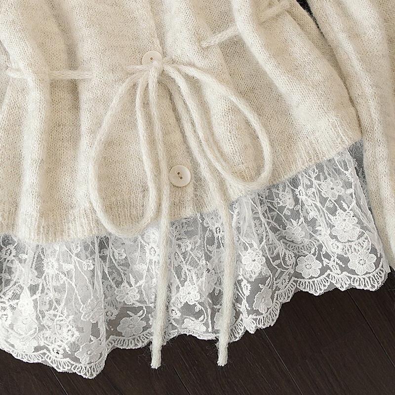 Sisibo Color Block V-Neck Knit Cardigan