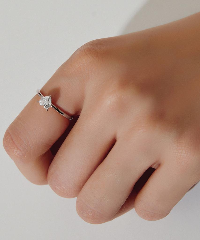 Helene Jewelry Серебро 925 пробы 0,5 карата Муассанит огранки «сердце» Кольцо «Мисс» (Тип Б)