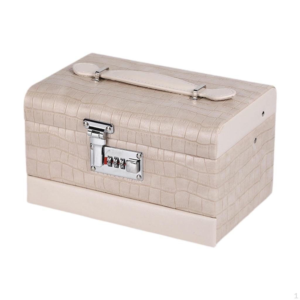 3 Layer Jewelry Box Storage with Lid PU Leather Watches Rings Case