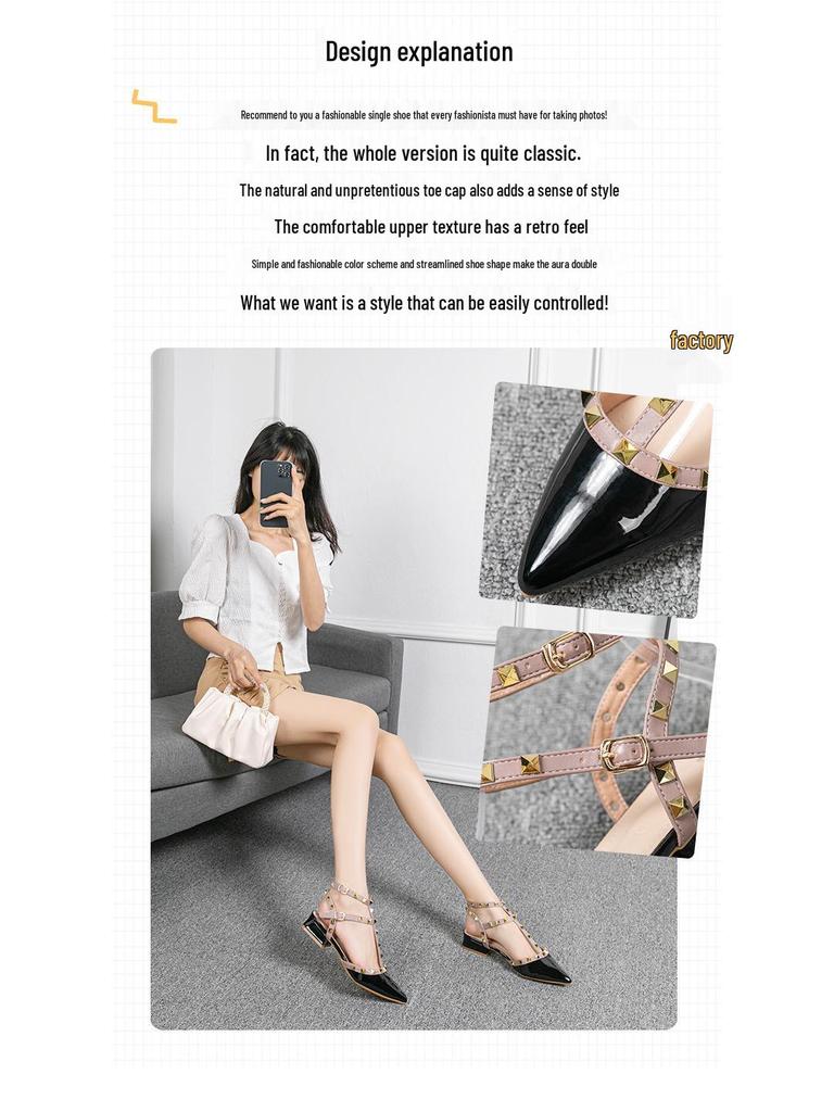 Valentino Women's Plus Size 41-43 Pointed Toe Mid Heel Rivet Mules