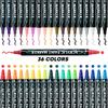 Acrylic Marker Pen12/24/26/48/ 60 Color Double Head Impermeable Paper Water-based Stackable Acrylic Pen Pigment Soft Head Brush