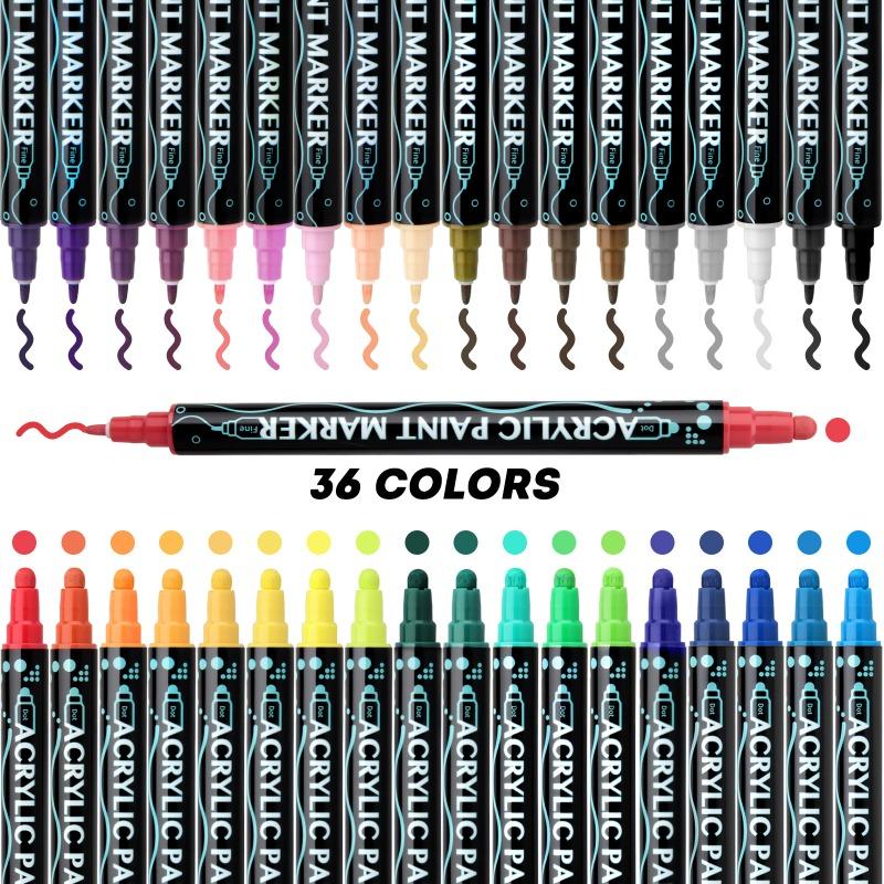 Acrylic Marker Pen12/24/26/48/ 60 Color Double Head Impermeable Paper Water-based Stackable Acrylic Pen Pigment Soft Head Brush