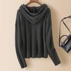 Women's Short Hooded Dropped Shoulder Sweater