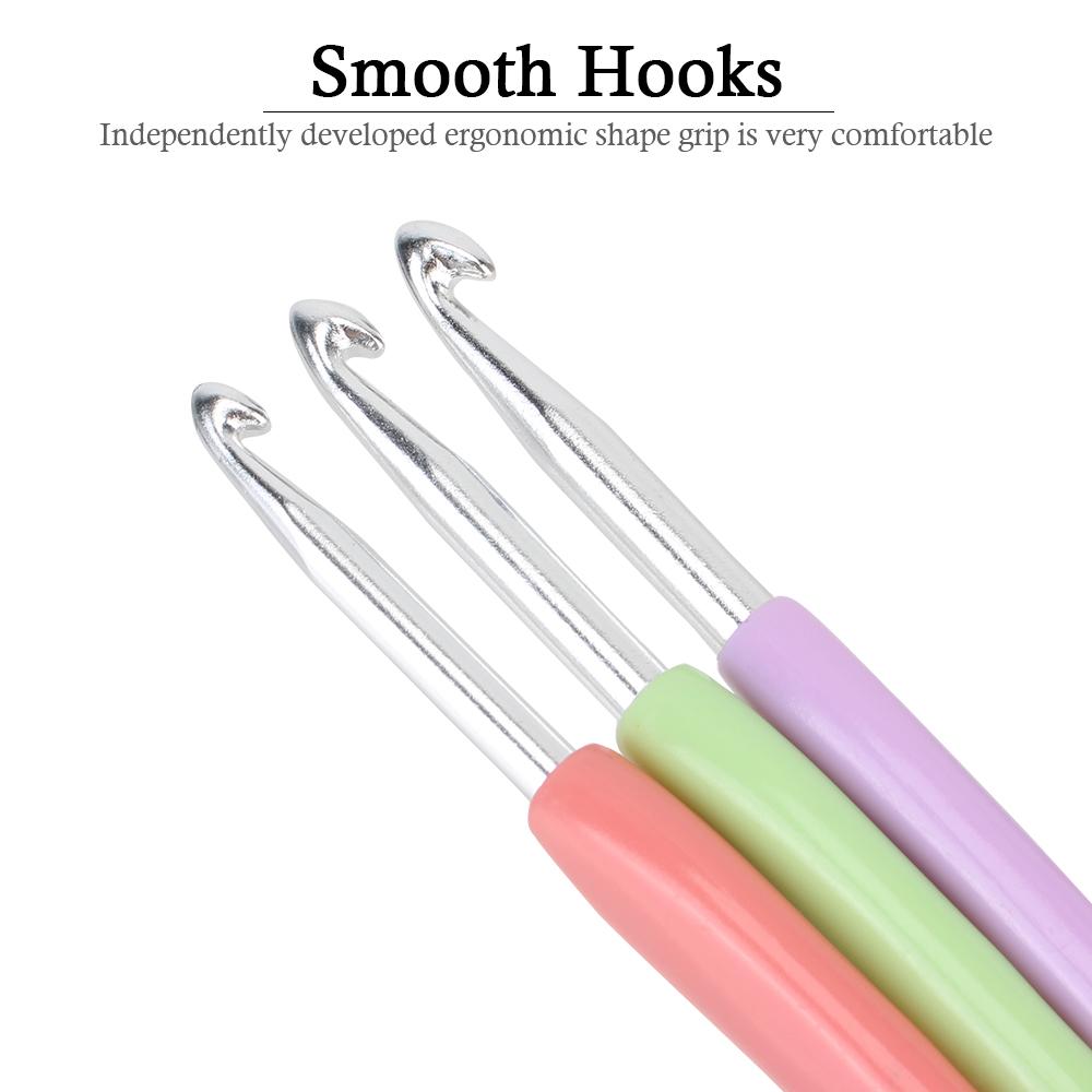 Пряжа для свитера, пластиковая ручка, алюминий для плетения, швейная игла, набор вязальных спиц, 8 шт., разноцветный крючок для вязания крючком 2,5-6 мм