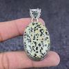 Natural Dalmation Jasper Gemstone 925 Sterling Silver Jewelry Pendant 2.36" s5G56