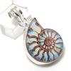Натуральный ископаемый аммонит драгоценный камень 925 стерлинговое серебро ювелирный кулон 1,54" k0U94