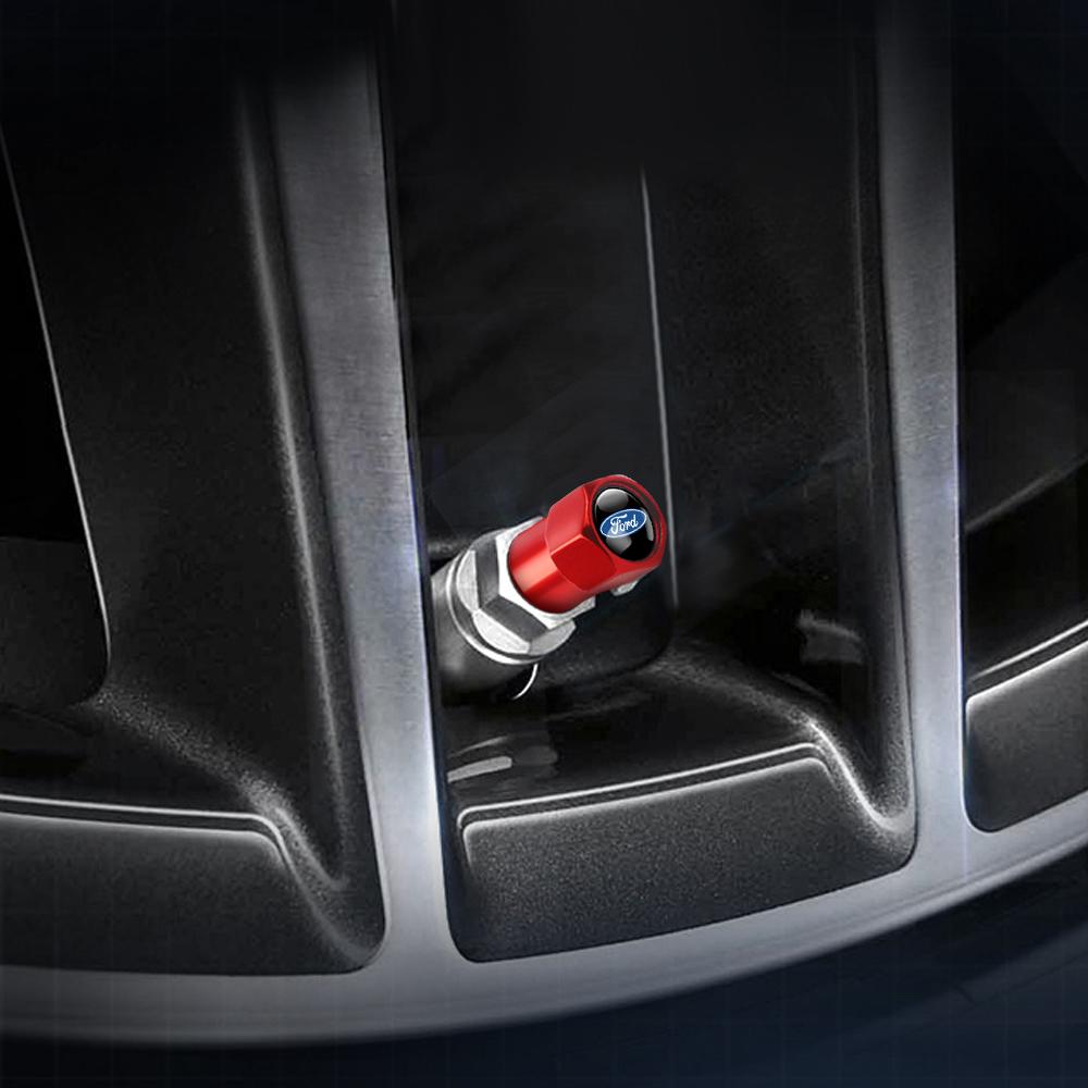 qdjfz10 4Pcs Car Wheel Tire Valve Caps Air Stem Covers Accessories For Ford Kuga Transit Ecosport Focus Ranger Mondeo Fusion ST Mustang