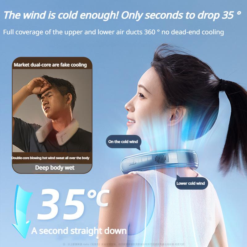 Новый портативный шейный вентилятор, перезаряжаемый мини-охладитель для шеи, 3 скорости, охлаждающий ветер, 10000 мАч, электрический вентилятор для дома, кемпинга, отдыха на природе