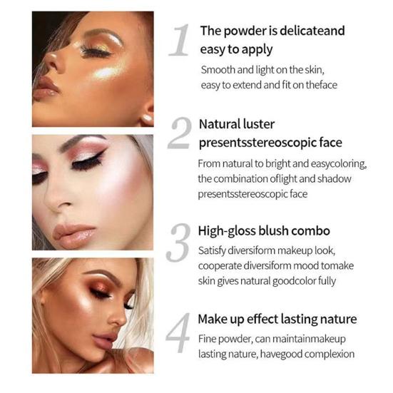 Палитра румян Водостойкая шелковистая 4-цветная хайлайтер-палетка теней для век для вечеринки