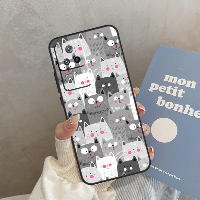 Милый Мультяшный Чехол-Кошка Для Xiaomi 15 14 Ultra 13T 14T 15T Pro 17 Pro Max POCO X7 X3 X5 X6 F5 F6 F7 F8 Pro Обложка