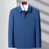 Spring and Autumn New Jacket Men's Solid Color Lapel Middle-aged and Elderly All-match Zipper Jacket Button Coat Thin Top