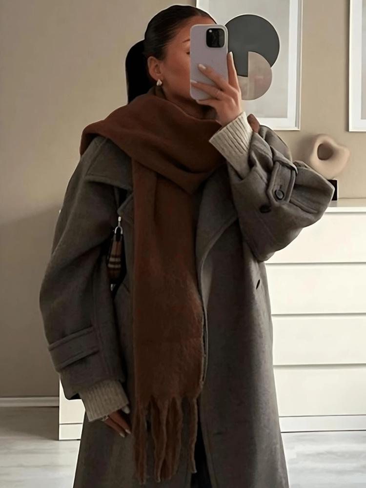 Luxury Winter Scarf Women Solid Cashmere Shawl Soft Elegant Lady Poncho Chuncky Pashmina Bufanda Tassel Echarpe Winter Clothing