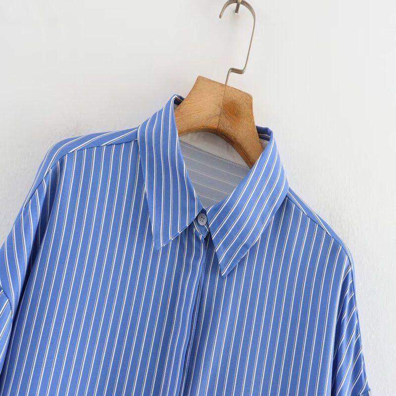 Fashion Style 2024 Autumn New Women's Clothing Loose All-Match Commute Stylish Long Sleeves Stripes Oxford Shirt