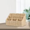 Корзина из искусственного ротанга, настольный органайзер, плетеный вручную контейнер с секциями, плетеный ящик для хранения