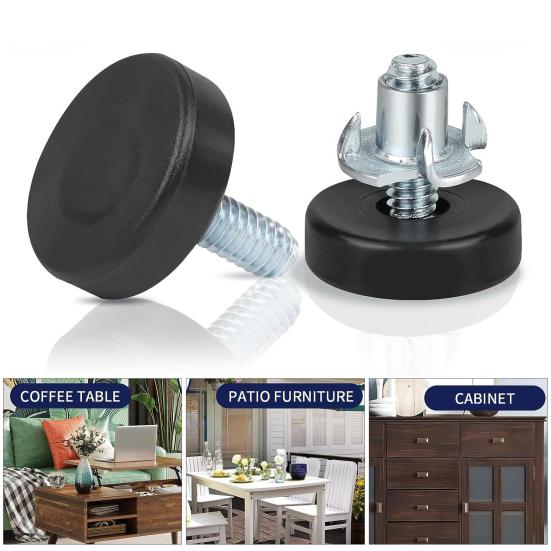 12 шт., универсальные выравнивающие ножки для мебели с Т-образными гайками, прочная несущая резьба, регулируемые выравниватели, ножки для шкафа, стула, стола