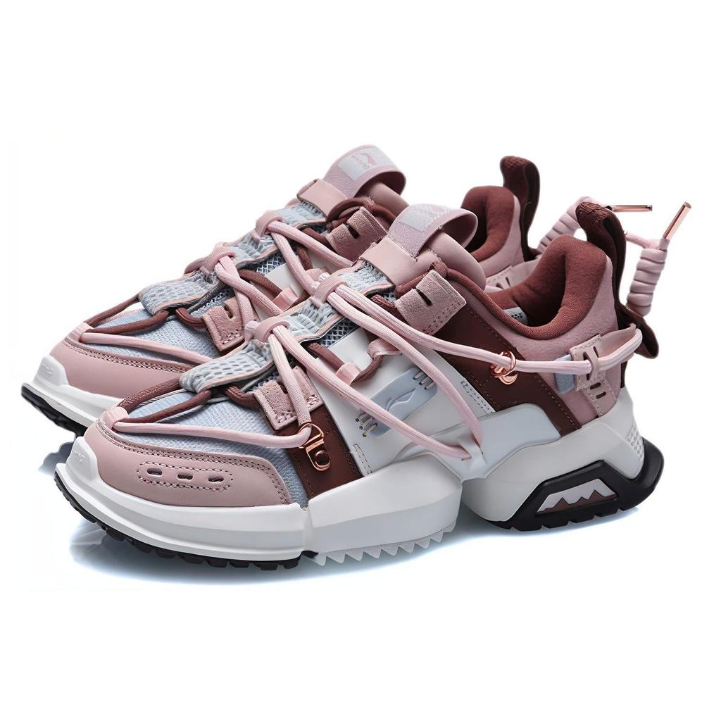 Li Ning Pangu, Вишневый Цвет, Износостойкие, Дышащие, Низкие, Повседневная Обувь, Женская, Розовый Умбра AGLQ182-2