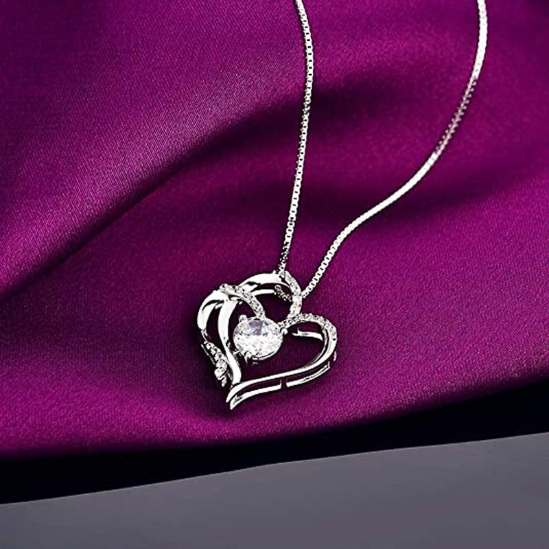 Huitan Novel Double Heart Color Color Pendant Necklaces Women Plain Minimalist Modish Stylish Bridal Nuptial Bridal Accessories Present Gift