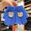 Kids' Winter Knit Bear Pattern Five-Finger Gloves