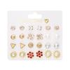 December Flower & Heart Strawberry Diamond Paper Card Earrings Set - 12 Pair