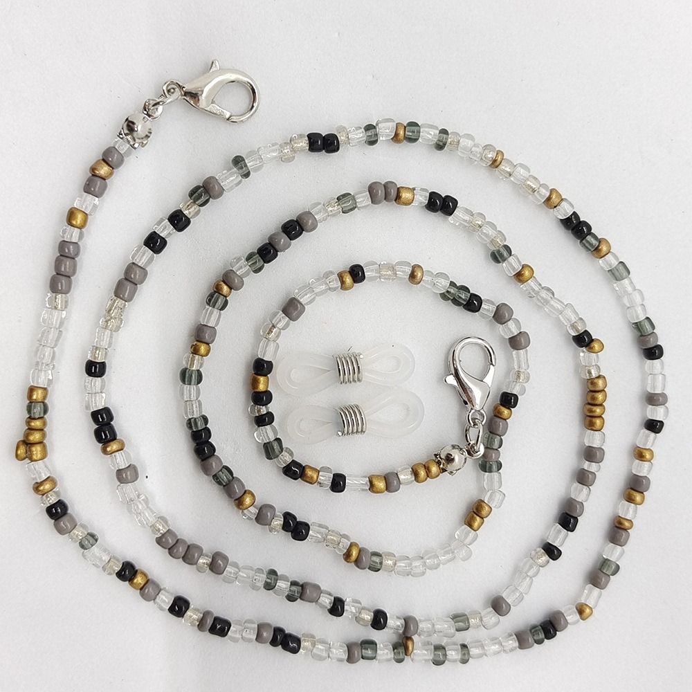 1 шт. Нескользящий ремешок для очков с 2 силиконовыми пряжками, ожерелье для очков, цепочка для очков с бусинами для женщин и мужчин