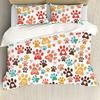 Dog Paw Print Bedding Set Twin Size for Kids Boys Bedroom,Puppy Bone Bed Duvet Cover Set,Black White Comforter Cover