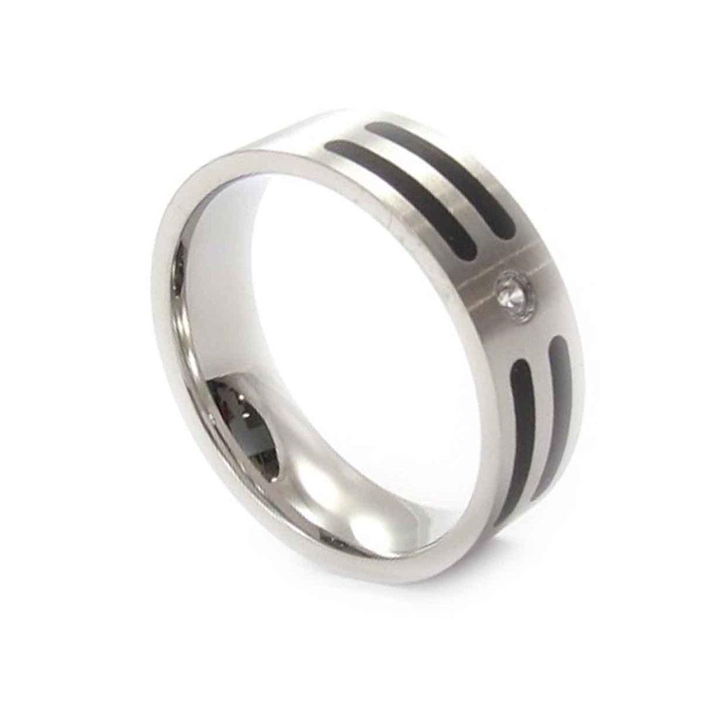 Стальное кольцо "Tony" Черное серебро