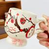 Creative Hand Colored Flower Ceramic Cup High Value Souvenir Gift Cup Large Capacity Office Coffee Cup Couple Water Cup