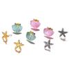 4pairs/set  Starfish Shell Stud Earring Set Women Colorful Conch Shells Star Stud Earrings Party Bea