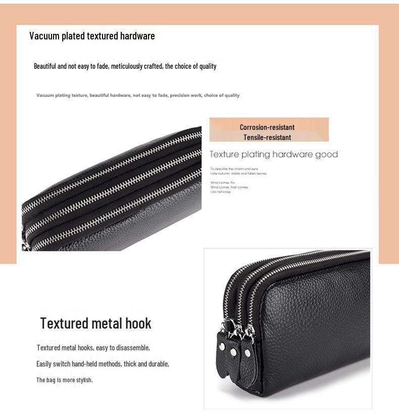 Очень большой женский клатч из коровьей кожи: Трехслойный кошелек-браслет на молнии и кожаный кошелек для телефона из натуральной кожи.