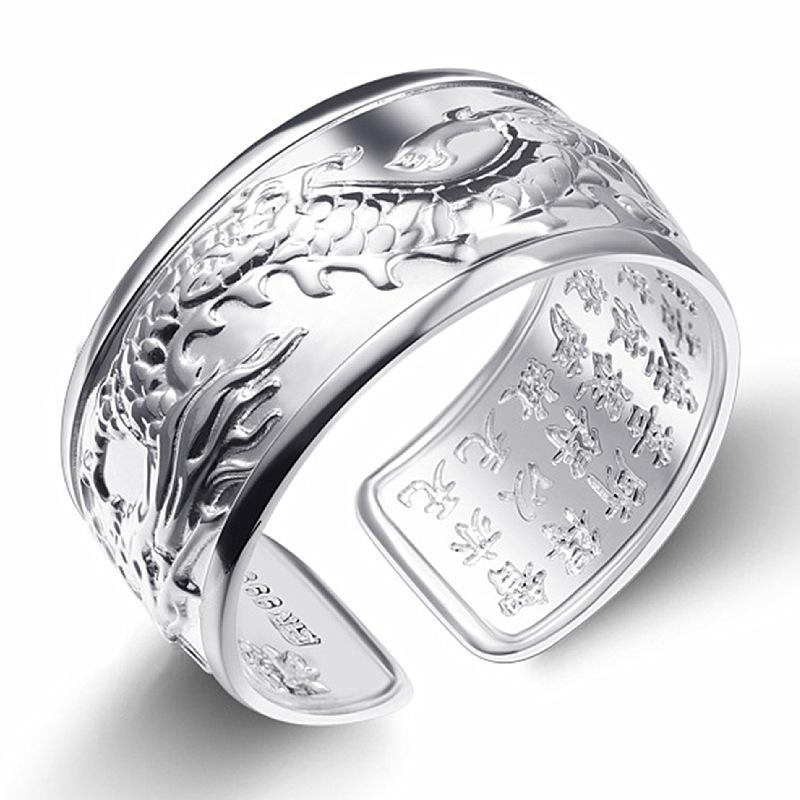 Стильное мужское кольцо с серебряным летящим драконом, играющим с бусинами, открытое кольцо на указательный палец с рельефным рисунком дракона, мужское кольцо для обозначения успешного статуса