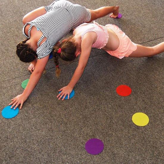 36 шт., круглый стикер для ковров, нескользящая крепежная лента, детский сад, класс, детский образовательный красочный напольный коврик в горошек