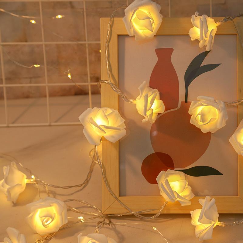 Букет Занавес Гирлянда Роза Искусственный Цветок Гирлянды Домашняя Комната Рождественский Цветок 20 Светодиодные Украшения Уникальные