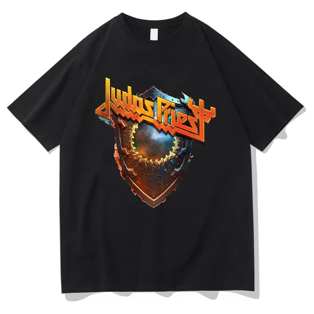 Judas Priest Shield of Pain Tour 2025 Футболки Judas Priest Band Metal Rock Одежда Мужская Женская Хлопковая Футболка Унисекс с Круглым Вырезом Y2K