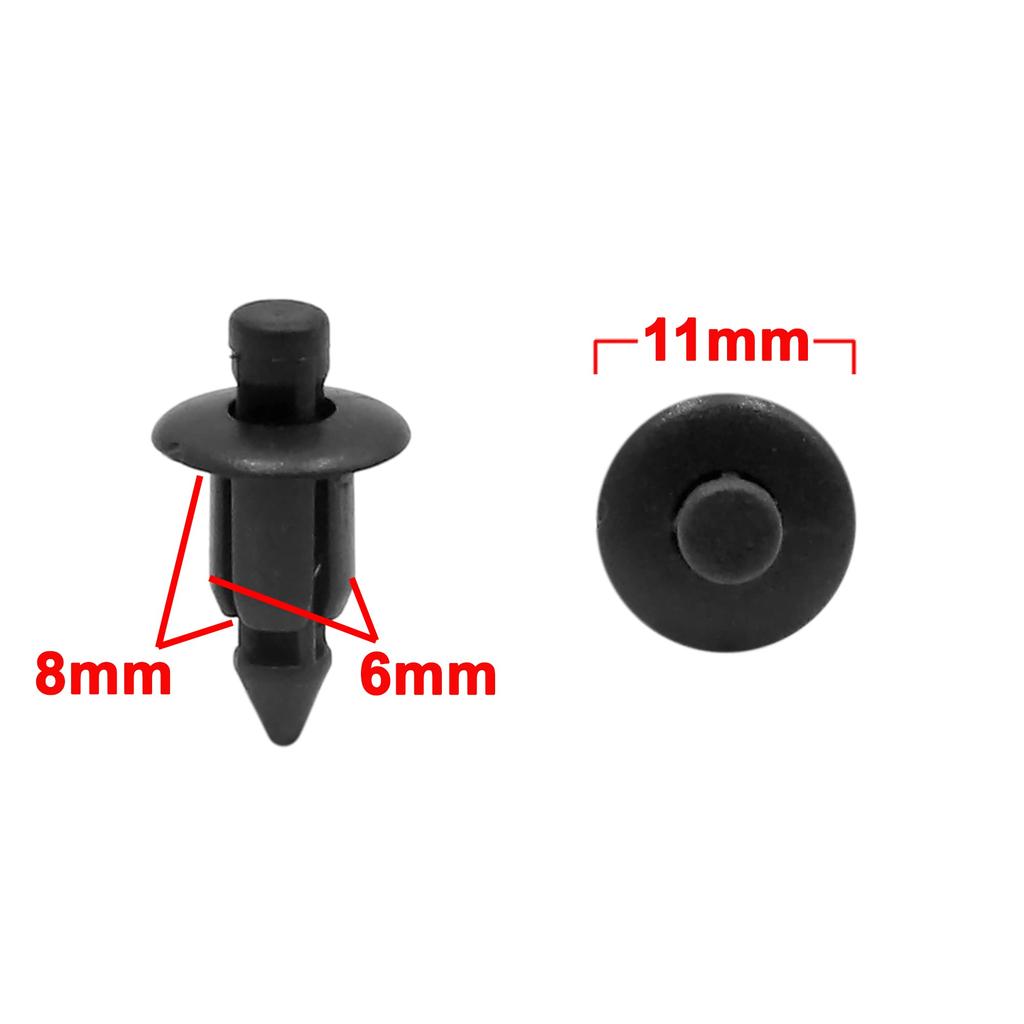 uxcell Клипсы, 0,2 дюйма (6 мм) Диаметр отверстия, Черный, Пластиковый нажимной тип, Заклепка, Интерьер