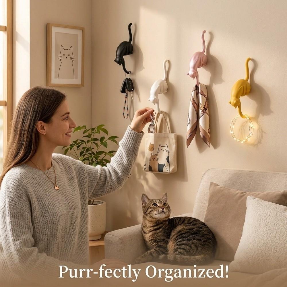 with Lantern Cat Wall Hook Light 3D Printed Cat Decor Lamp Key Rack Organizer Living Room