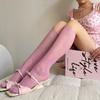 Lace Flower JK Stacked Socks Solid Color Middle Tube Socks Sweet Calf Socks  For Women
