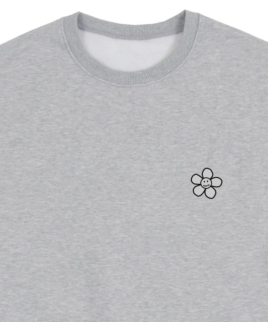 GRAVER [Unisex] Line Flower Dot Logo Smile Sweatshirt_Gray