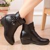 Women's Leather Waterproof Ankle Boots, Lace-up Design, Plush Ankle Part, Strap-on Platform Heels, Zipper-style Winter Women's Shoes, Classic Style