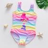 Colorful Gradient Mermaid One-Piece Swimsuit for Girls