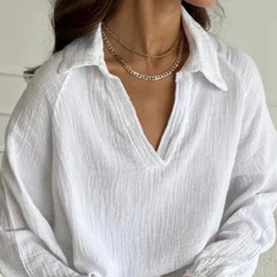 Women's Casual Two Piece Set Loose Casual Long Sleeve Top Lace Up Pants Set Female Turndown Collar Lounge Outfit