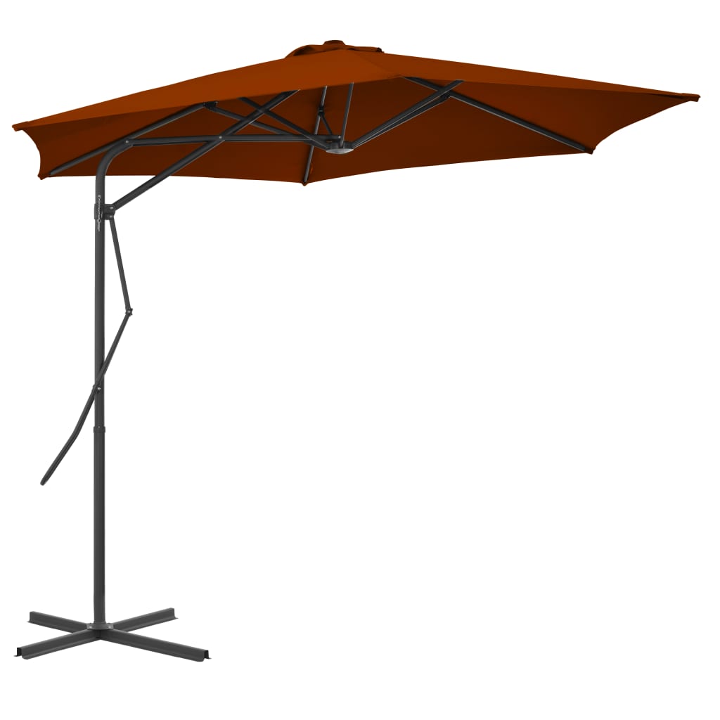 300x230 cm Steel Mast Sun Umbrella in Terracotta Brown