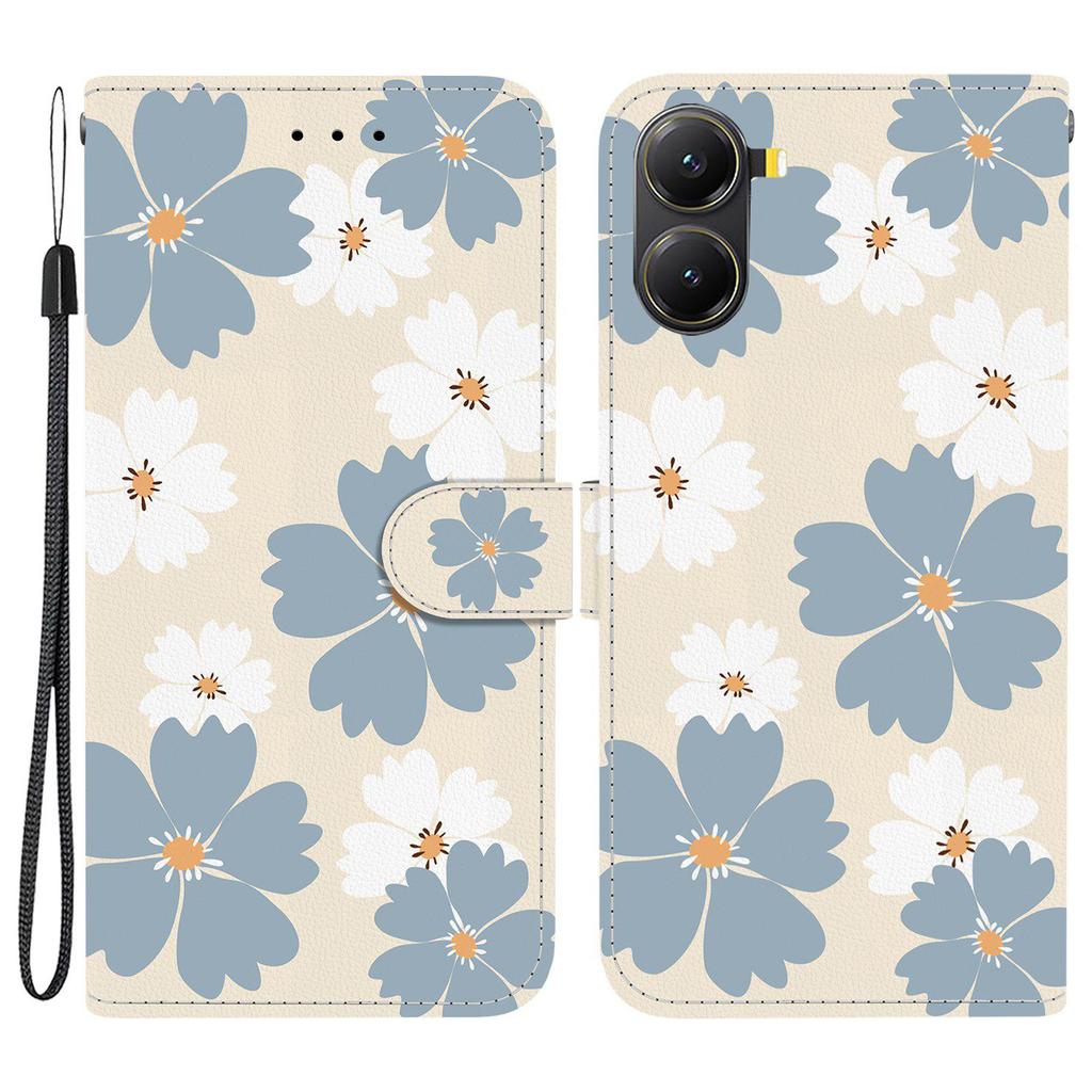 Для Xiaomi Redmi Turbo 4 5G/Poco X7 Pro 5G Чехол-кошелек с принтом из кожи, подставка, чехол для телефона со шнурком